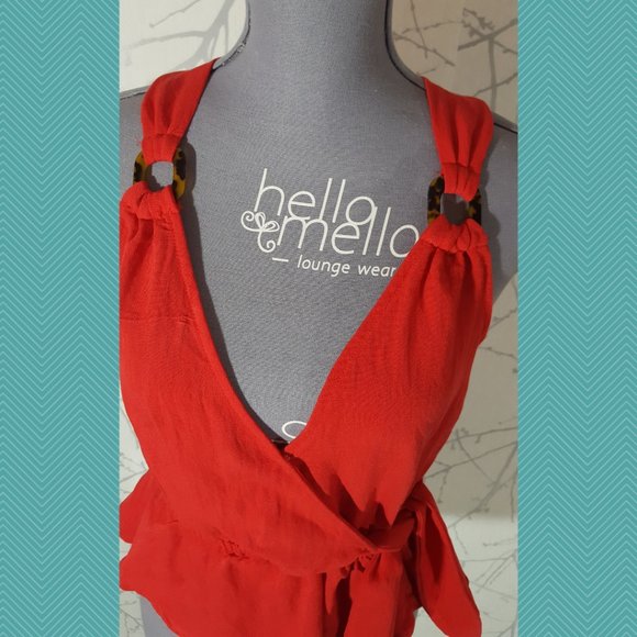 E & M Red Wrap Style Peplum Tank - Picture 2 of 5